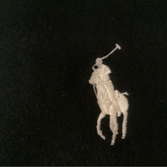 ITALIAN MADE 60” NEW POLO RALPH LAUREN SCARF. BLACK WITH WHITE EMBROIDERED LOGO. - Picture 2 of 4